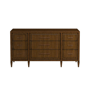 A.R.T. Furniture Eave 9 Drawer Dresser - Elegant Break Front Design In Quartered Walnut With Gold Faux Bamboo Hardware Brown Material(S), Poplar And Parawood Solids,Walnut Veneer 336131-1860