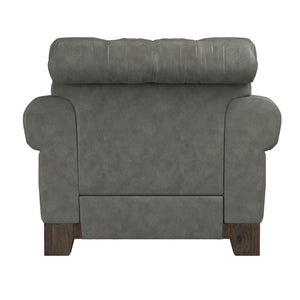 Homelegance By Top-Line Euphemie Tufted Rolled Arm Chesterfield Chair Grey Polished Microfiber