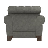 Homelegance By Top-Line Euphemie Tufted Rolled Arm Chesterfield Chair Grey Polished Microfiber