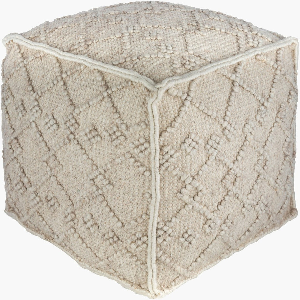 Livabliss Hygge Hand-woven Artisan Cube Pouf Cotton Wool Blend for Bohemian Living Spaces HGPF002-181818