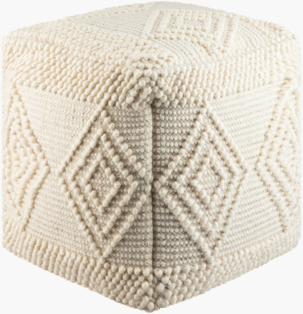 Livabliss Hygge Hand-woven Cotton Wool Cube Pouf for Cozy Living Room or Bedroom Seating HGPF004-181818