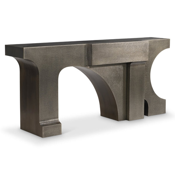 Bernhardt Bernhardt Sculptural Argos Console Table With Aged Brass German Silver Cladding, 72" X16" X32" 357927