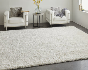 Feizy Rugs Darian Plush High Pile Polyester Shag Rug - Cozy, Modern Design For Effortless Home Elegance White Polyester Drn39k0fwht000p00