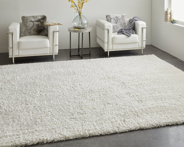 Feizy Rugs Darian Plush High Pile Polyester Shag Rug - Cozy, Modern Design For Effortless Home Elegance White Polyester Drn39k0fwht000p00