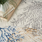 Nourison Pompeii PMP04 Machine Made Power-loomed Borderless Design Indoor Only Coastal, Nautical & Beach  Rug Ivory Grey Blue, Ivory Grey Blue 70% Polypropylene,30% Polyester 99446951328