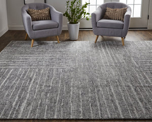 Feizy Rugs Alford Hand Knotted Wool Area Rug - Contemporary Geometric Design For Stylish Home Decor Gray,Silver,Ivory Wool Alf6913fchl000e50