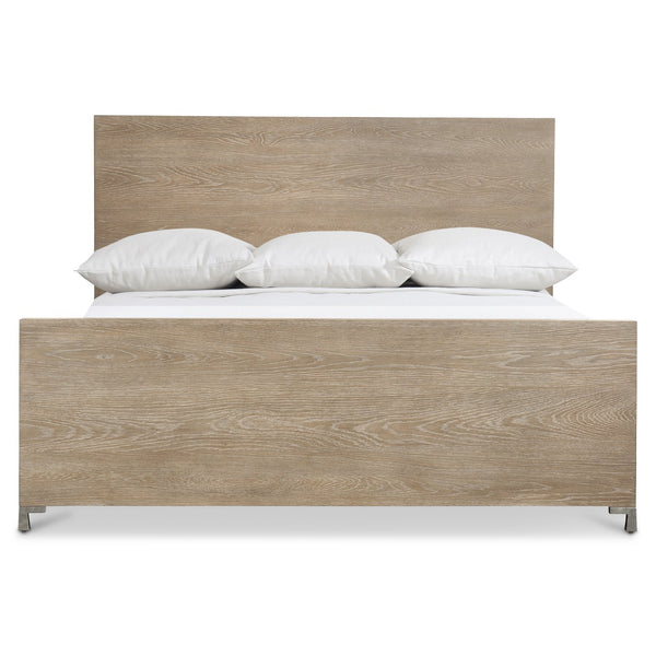 Bernhardt Bernhardt Aventura King Panel Bed In Marcona White Oak Veneer With Frosted Nickel Feet, Coastal Chic Retreat K1861