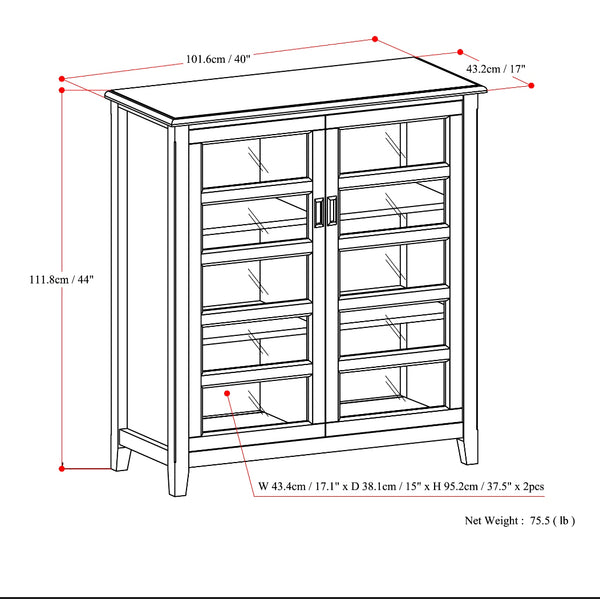 English Elm Burlington - Handcrafted Mahogany Brown Storage Cabinet With Glass Doors & Adjustable Shelves B136P159510