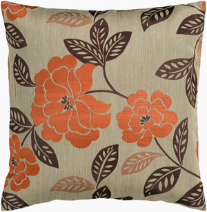 Surya Blossom 18” X 18” Soft Polyester Accent Pillow – Stylish, Easy-care Home Décor For Any Room Sage Polyester,Polyester Hh053-1818p
