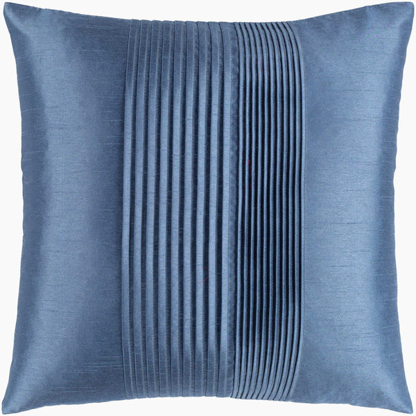 Surya Solid Pleated Pillow Cover 22"L X 22"W - Elegant, Durable Accent For Timeless Home Decor Style Denim Polyester,Polyester Hh133-1818p