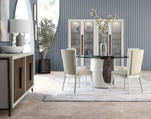 A.R.T. Furniture Blanc Display Cabinet - Contemporary Alabaster & Burnished Bronze With Touch Lighting & Storage Drawers White Parawood Solids,Metal,Glass 289240-1040