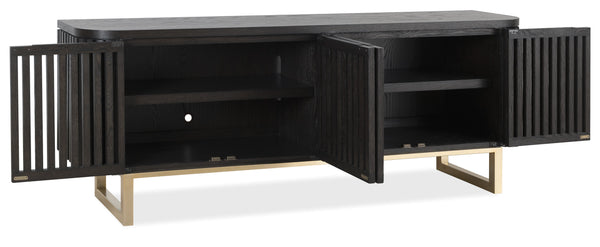 Hooker Furniture Commerce Easton Oak Wood Tv Console with Slatted Doors for Living Room Decor 7228-55050-99