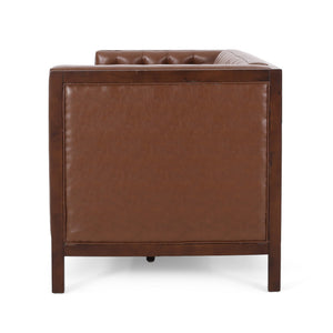 English Elm 3 Seater Mid-century Modern Sofa with Button Tufted Diamond Stitching and Rubberwood Frame 72144.00ACOGN_72144.00BCOGN