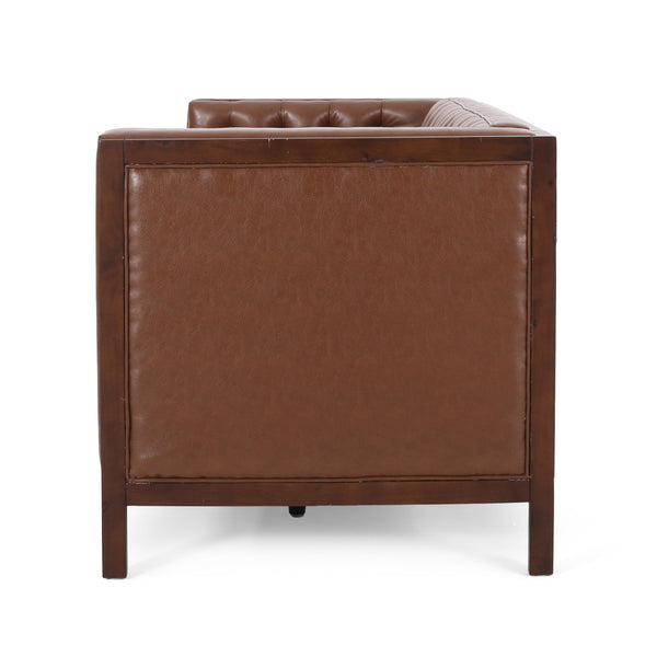 English Elm 3 Seater Mid-century Modern Sofa with Button Tufted Diamond Stitching and Rubberwood Frame 72144.00ACOGN_72144.00BCOGN
