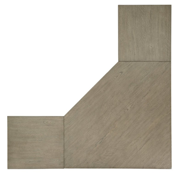 Hooker Furniture Linville L-Shaped Corner Desk With Oak Veneer, Locking File Drawers, Antique Pewter Hardware — Stylish Workspace Gray 6150-10934-85