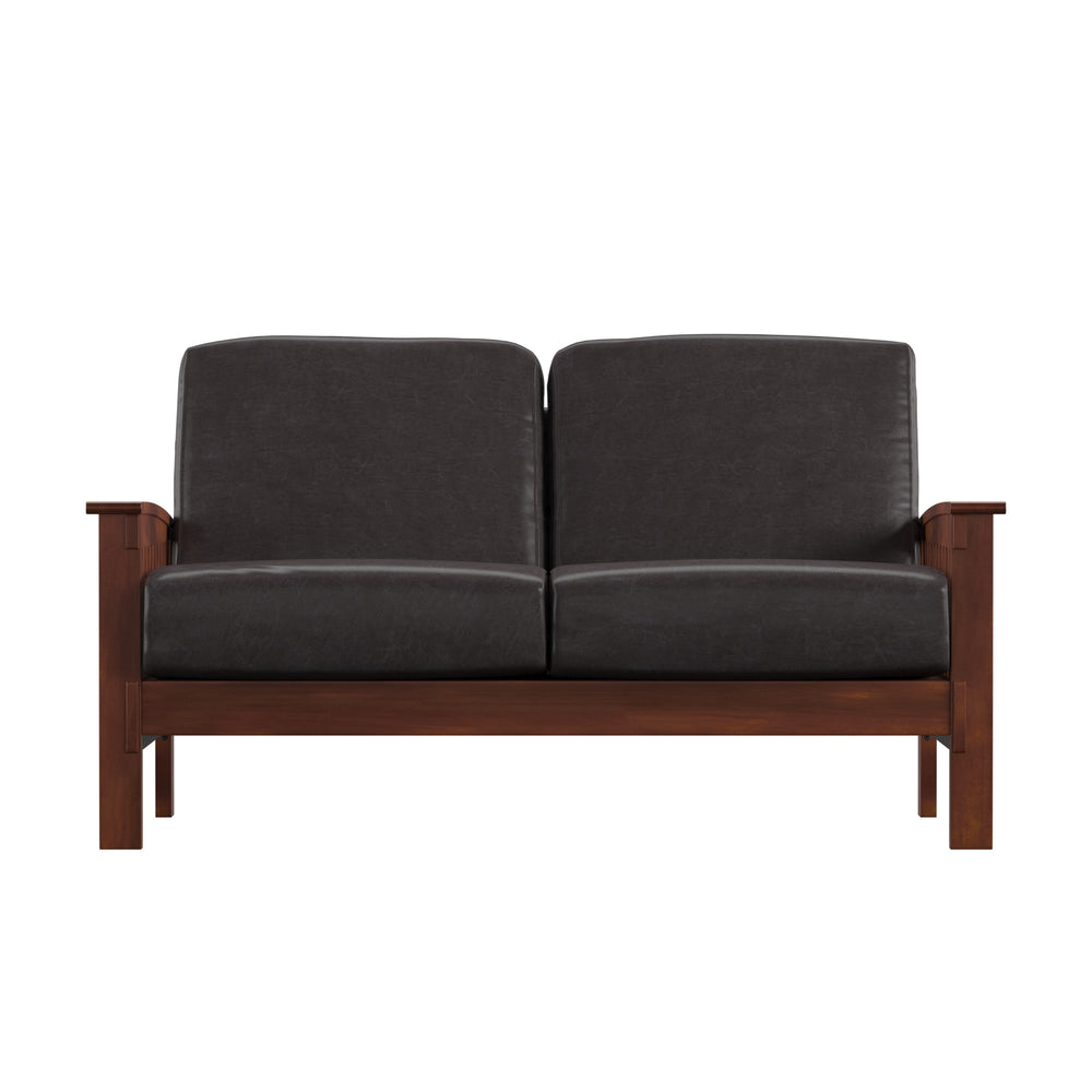 Homelegance By Top-Line Parcell Mission-Style Wood Loveseat Brown Rubberwood