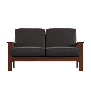 Homelegance By Top-Line Parcell Mission-Style Wood Loveseat Brown Rubberwood
