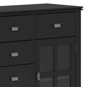 English Elm Artisan Solid Wood Sideboard Buffet: Elegant Black Finish, Ample Storage & Timeless Design For Home B136P158388