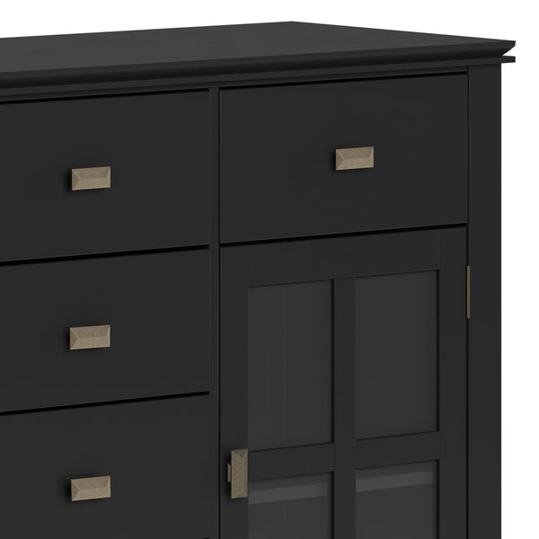 English Elm Artisan Solid Wood Sideboard Buffet: Elegant Black Finish, Ample Storage & Timeless Design For Home B136P158388