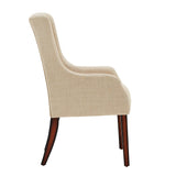 Homelegance By Top-Line Damiano Linen Sloped Arm Hostess Chair Brown Rubberwood