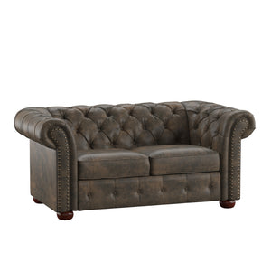 Homelegance By Top-Line Pietro Tufted Chesterfield Loveseat Brown Polished Microfiber