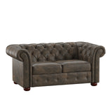 Homelegance By Top-Line Pietro Tufted Chesterfield Loveseat Brown Polished Microfiber