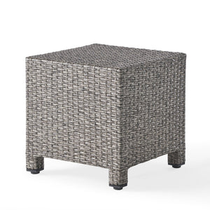 English Elm Puerta Outdoor Woven Rattan Cube Side Table Weather Resistant Patio Accent 61098.00MBK
