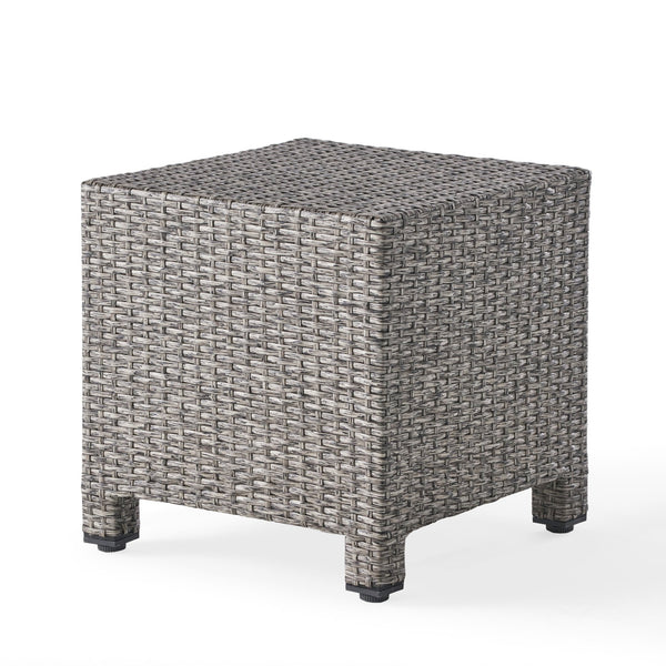 English Elm Puerta Outdoor Woven Rattan Cube Side Table Weather Resistant Patio Accent 61098.00MBK