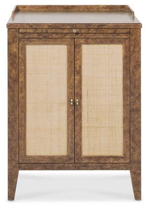 Hooker Furniture Archives Two-Door Nightstand With Faux-Tortoise Amber Finish, Woven Cane Doors, Brass Hardware 6123-90117-80