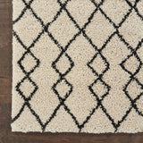 Nourison Geometric Shag GOS01 Machine Made Power-loomed Borderless Design Indoor Only Shag Farmhouse Rug Ivory,Charcoal, Ivory White 100% Polypropylene 99446714794