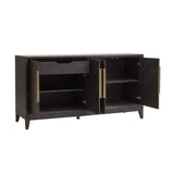 Quincy Stone-Top 4-Door Buffet Black with Molasses Finish P375302 Pulaski Furniture