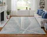 Feizy Rugs Brighton Wool/Viscose Hand Knotted Casual Rug Blue/Ivory/Silver 2'-6" x 12'