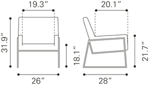 New York Accent Chair Olive Green 109522 Zuo Modern