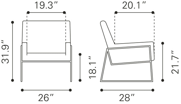 New York Accent Chair Olive Green 109522 Zuo Modern
