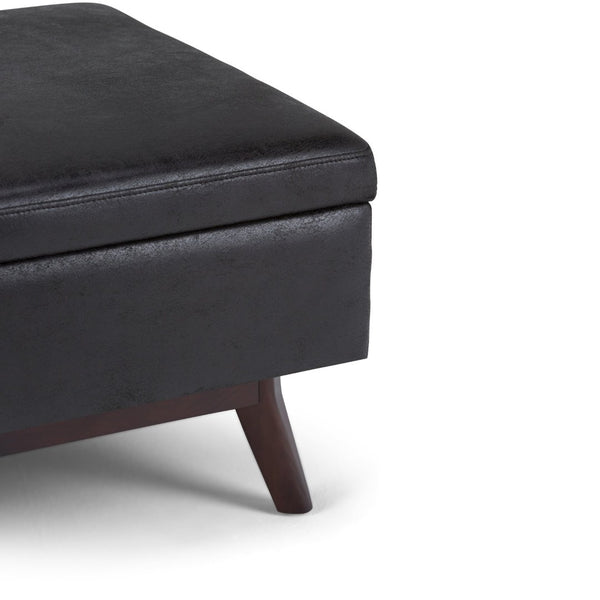 English Elm Owen - Stylish Mid-Century Storage Ottoman In Distressed Black Faux Leather - Versatile & Durable B136P159187-GIGA