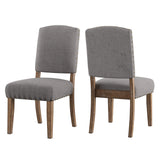 Homelegance By Top-Line Nicklaus Nailhead Linen Upholstered Dining Chairs (Set of 2) Light Natural Rubberwood