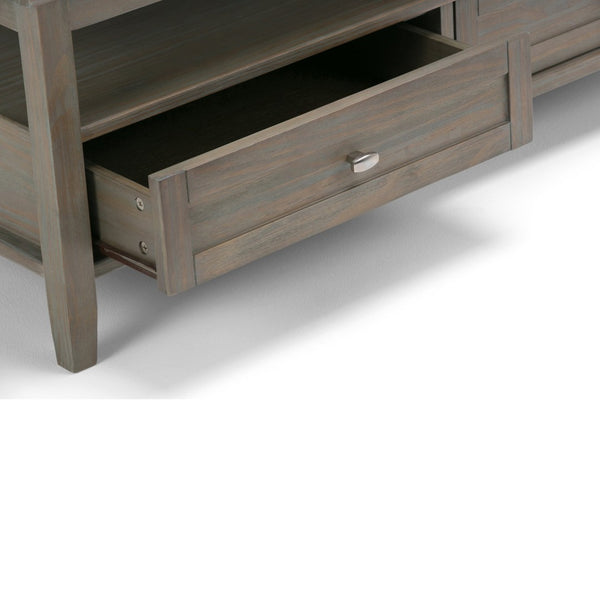 English Elm Warm Shaker Solid Wood Coffee Table - 48" Distressed Grey With Hidden Storage & Classic Style B136P159699-GIGA