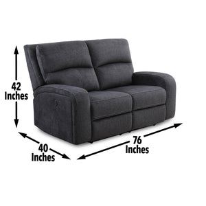 English Elm Steve Silver - Lovell 3-Piece Power Living Room Set Dark Gray – Plush Faux Leather Seating, USB Charging Port, Sofa/Chair/Loveseat (86"x35.5") B081S00192