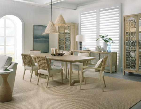 Hooker Furniture Surfrider Expandable Rectangle Dining Table With Driftwood Pecan Top, Double-Base, Seats Up To 10 6015-75217-80