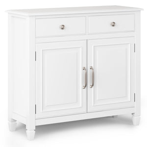 English Elm Connaught Handcrafted Solid Wood Entryway Storage Cabinet In White - Timeless British Colonial Style B136P158544