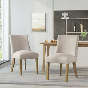 English Elm Fabric Dining Chairs with Nailhead Trim Plush Seat Rubberwood Legs Set of 2 72610.00