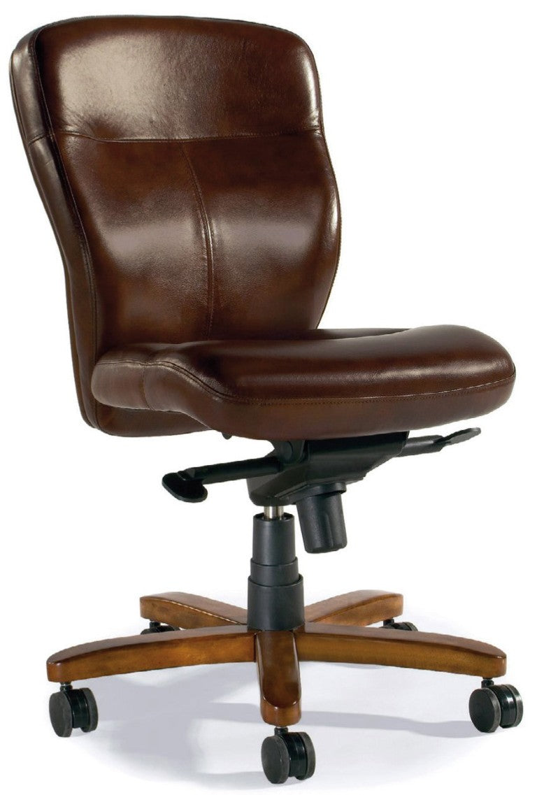 Hooker Furniture Sasha Executive Swivel Tilt Chair With Handcrafted Top-Grain Leather, Ergonomic Adjustments, Timeless Presence Medium Brown EC289