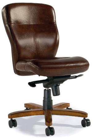 Hooker Furniture Sasha Executive Swivel Tilt Chair With Handcrafted Top-Grain Leather, Ergonomic Adjustments, Timeless Presence Medium Brown EC289