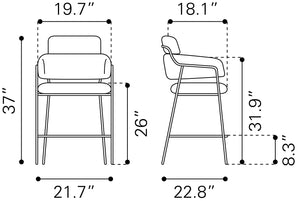 Marcel Counter Stool - Set of 2 Cream 109665 Zuo Modern