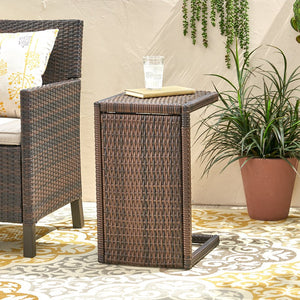 English Elm Christopher Knight Home® - BUCHAREST End Table — Weather-Resistant PE Rattan Side Table in Mixed Brown, U-Shaped Space-Saver (90) 57663.00