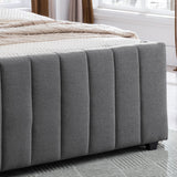 Christopher Knight Home® - Noble House - Antoinette Fully-Upholstered Bed Frame - Queen-Size - Traditional - Charcoal Gray