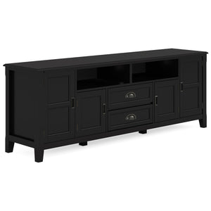 English Elm Burlington 72" Solid Wood Tv Media Stand - Elegant Black Finish With Storage & Cord Management Features B136P159513
