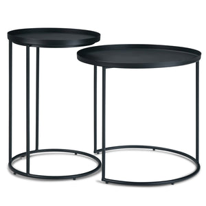 English Elm Monet - Handcrafted Metal 2-Piece Nesting Table Set In Black For Modern Industrial Elegance B136P158948