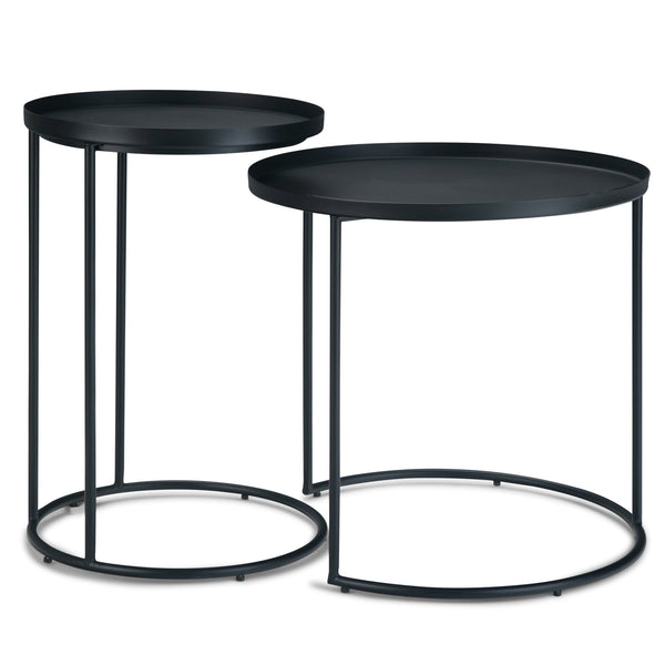 English Elm Monet - Handcrafted Metal 2-Piece Nesting Table Set In Black For Modern Industrial Elegance B136P158948