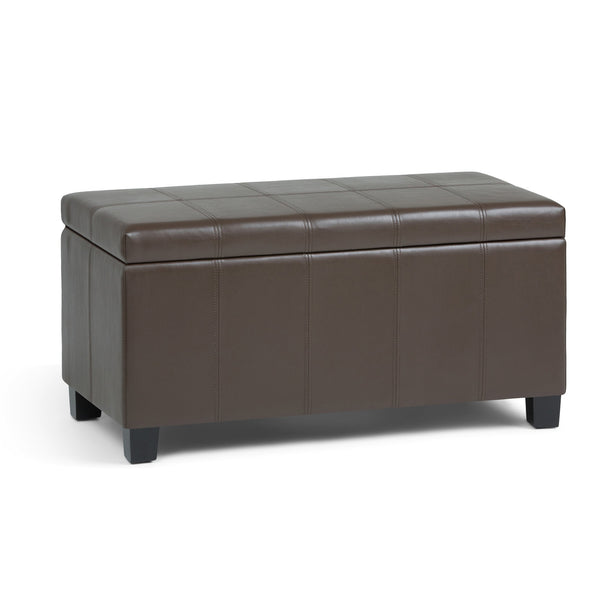 English Elm Dover Storage Ottoman Bench - Stylish Chocolate Brown Faux Leather With Large Hidden Storage Space B136P159034